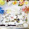 Assorted flower hair clips,asstd jewelry,asstd watches,book marker,rabbit key ring,Hello Kitty pin