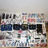 assorted tools, screwdrivers, money clip, leathermans, meat tenderizer