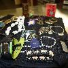 assorted custome jewelry, bracelets, earrings,necklace,money clip