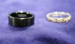 1 Tungsten black ring, 1 women's silver/rose colored ring