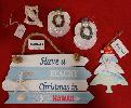 Christmas ornaments & wooden beach sign