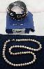 pearl necklace, Swarovski slake deluxe black bracelet