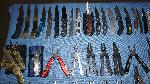 assorted pocket knives, multi tools.