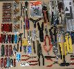 Asstd tools, swiss knives, wedding knife set, samurai swords with stands