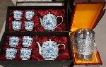 2 tea sets, silver urn