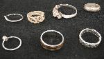 Tiffany & Co. Loving Hearts Band, Pandora Wishbone ring, Silver Dragon Ring, other asstd rings