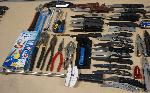 Adjustable Wrench, Gerber, Assorted Knives, Torque Wrench, Plier, Box Cutter, Screw driver