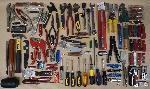 Assorted Multi tools, Drill bits, Screw drivers, Wrenches, Swiss Knives, Mallet, Hammer, Vise Grips,